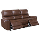  Coaster Furniture Greenfield 610264P Upholstered Power Reclining Sofa - Saddle Brown IMAGE 2