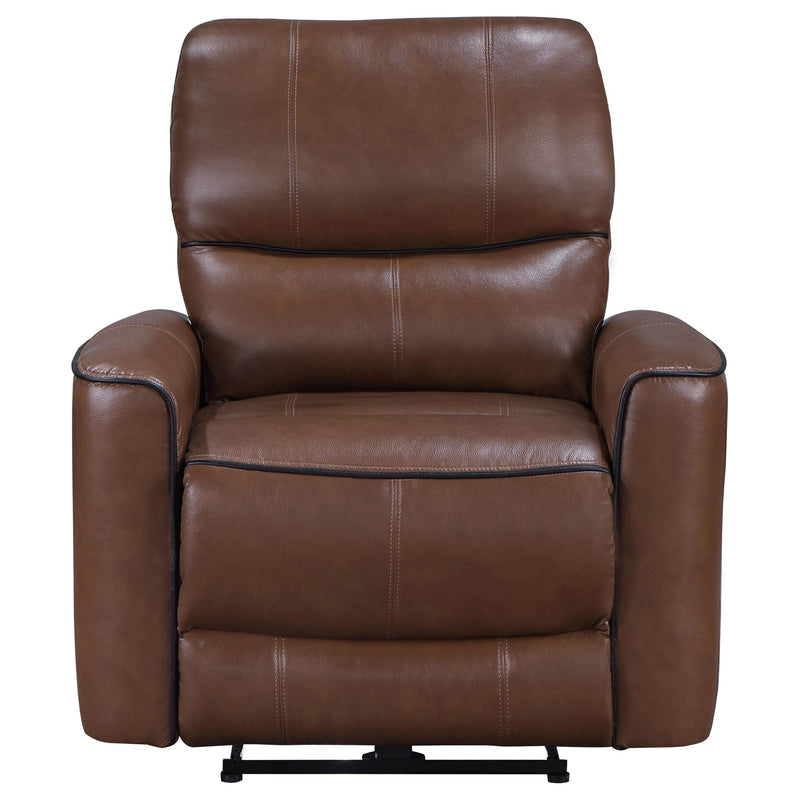 Coaster Furniture Greenfield 610266P Upholstered Power Recliner Chair - Saddle Brown IMAGE 3