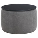  Coaster Furniture Tesoro 910147 Round Upholstered Lift Top Storage - Ottoman Grey IMAGE 1