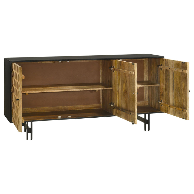 Coaster Furniture Aminah 950383 3-door Wood Accent Cabinet - Natural and Black IMAGE 2