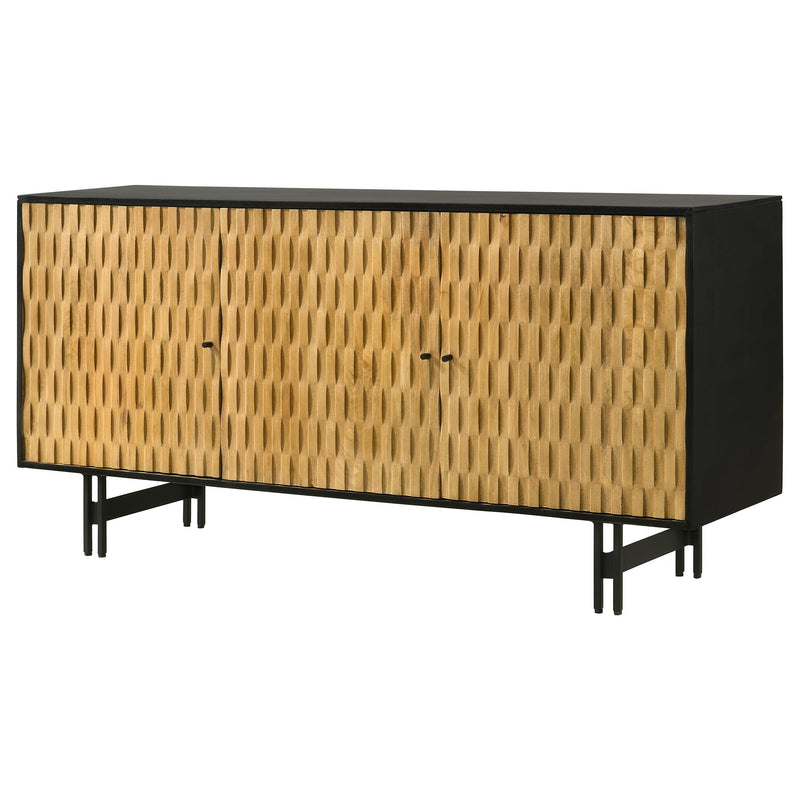 Coaster Furniture Aminah 950383 3-door Wood Accent Cabinet - Natural and Black IMAGE 5