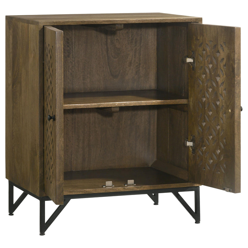 Coaster Furniture Zaria 950391 2-door Wood Trellis Accent Storage Cabinet - Brown IMAGE 2