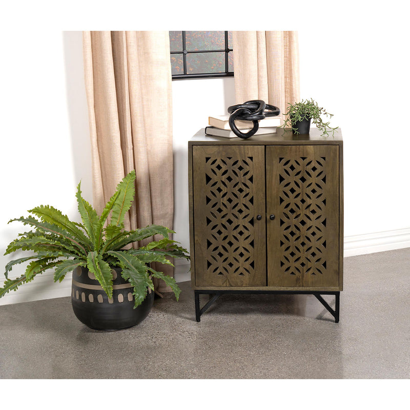 Coaster Furniture Zaria 950391 2-door Wood Trellis Accent Storage Cabinet - Brown IMAGE 9