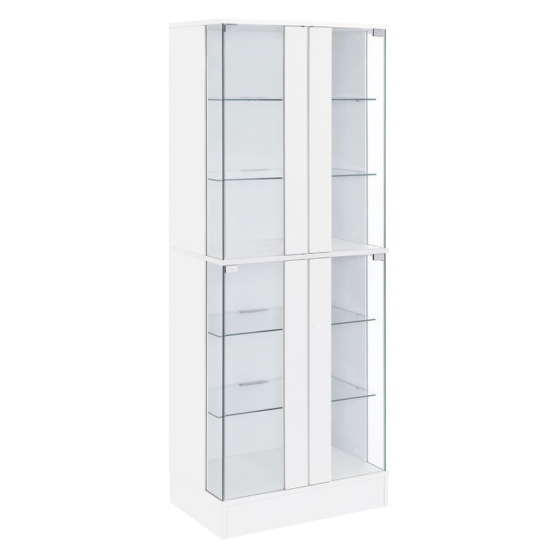 Coaster Furniture Cabra 950397 Display Case Curio Cabinet with Glass Shelves and LED Lighting - White High Gloss IMAGE 1