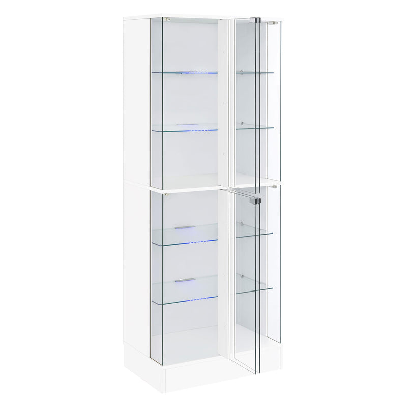 Coaster Furniture Cabra 950397 Display Case Curio Cabinet with Glass Shelves and LED Lighting - White High Gloss IMAGE 3