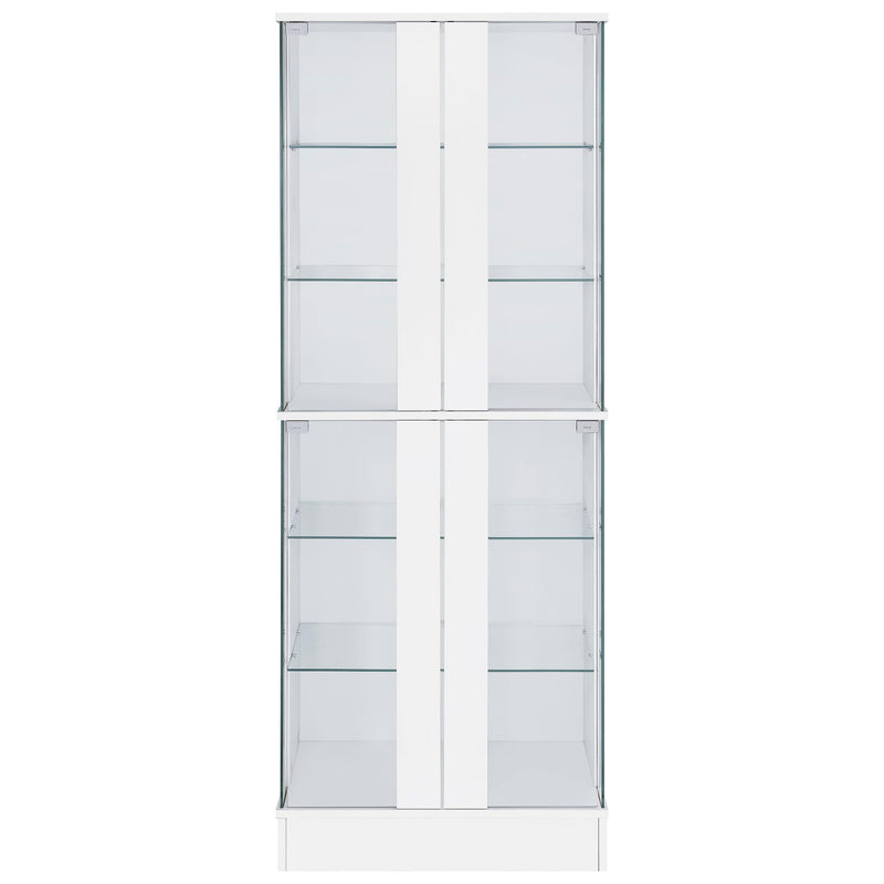 Coaster Furniture Cabra 950397 Display Case Curio Cabinet with Glass Shelves and LED Lighting - White High Gloss IMAGE 4