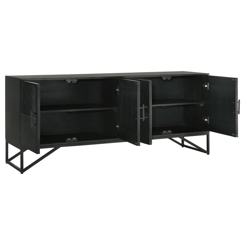 Coaster Furniture Riddell 959631 4-door Wood Reeding Accent Cabinet - Matte Black IMAGE 3