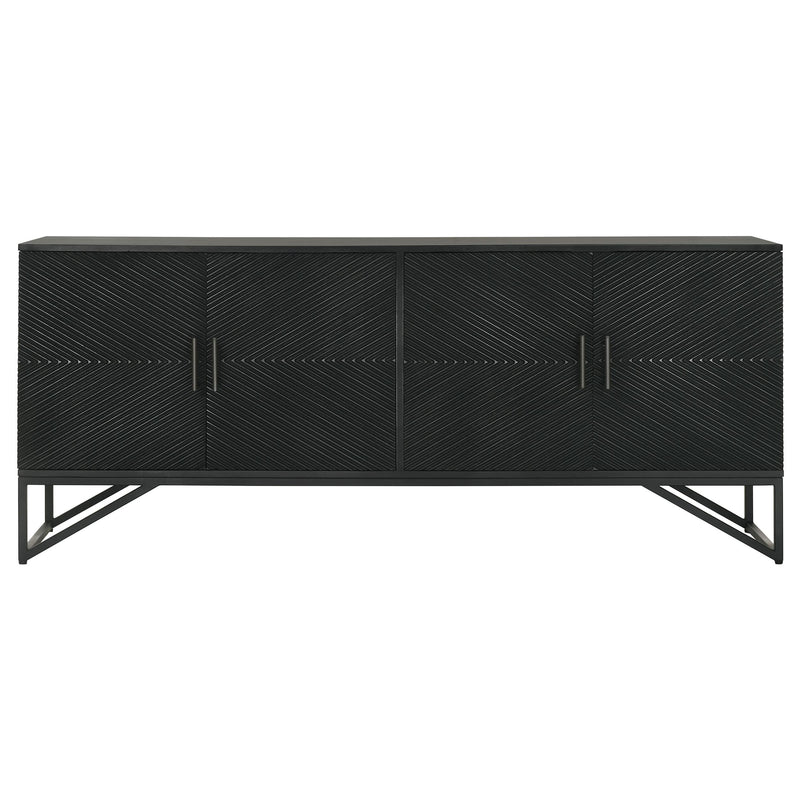 Coaster Furniture Riddell 959631 4-door Wood Reeding Accent Cabinet - Matte Black IMAGE 4