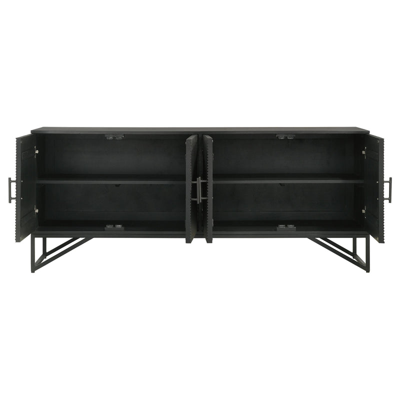 Coaster Furniture Riddell 959631 4-door Wood Reeding Accent Cabinet - Matte Black IMAGE 5