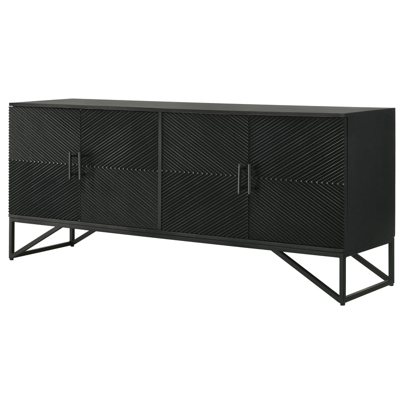 Coaster Furniture Riddell 959631 4-door Wood Reeding Accent Cabinet - Matte Black IMAGE 6