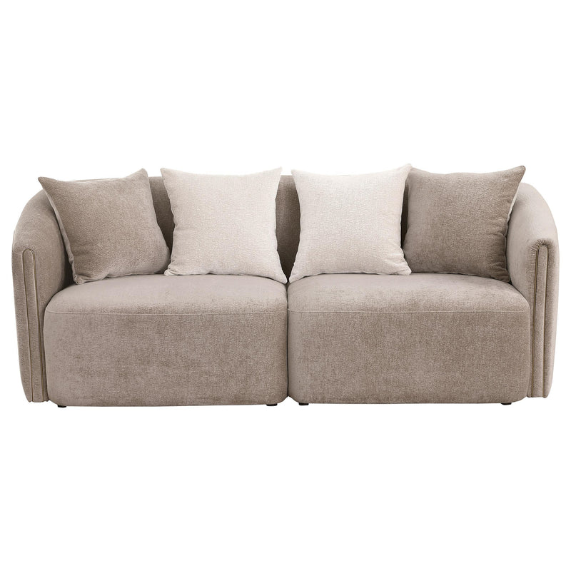 Coaster Furniture Townsend 504754 Chenille Upholstered Rolled Arm Sofa - Latte IMAGE 3