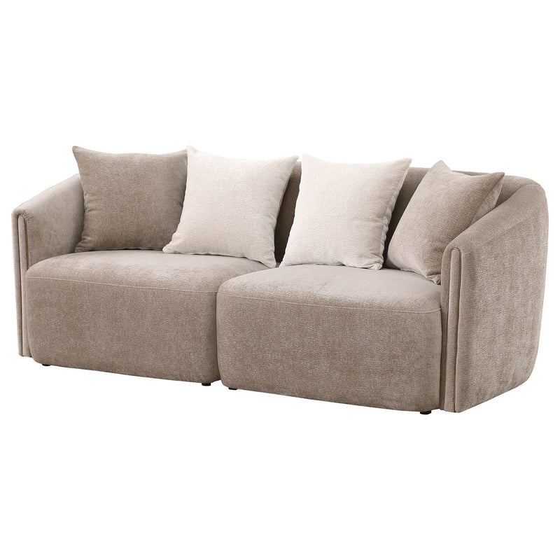 Coaster Furniture Townsend 504754 Chenille Upholstered Rolled Arm Sofa - Latte IMAGE 4