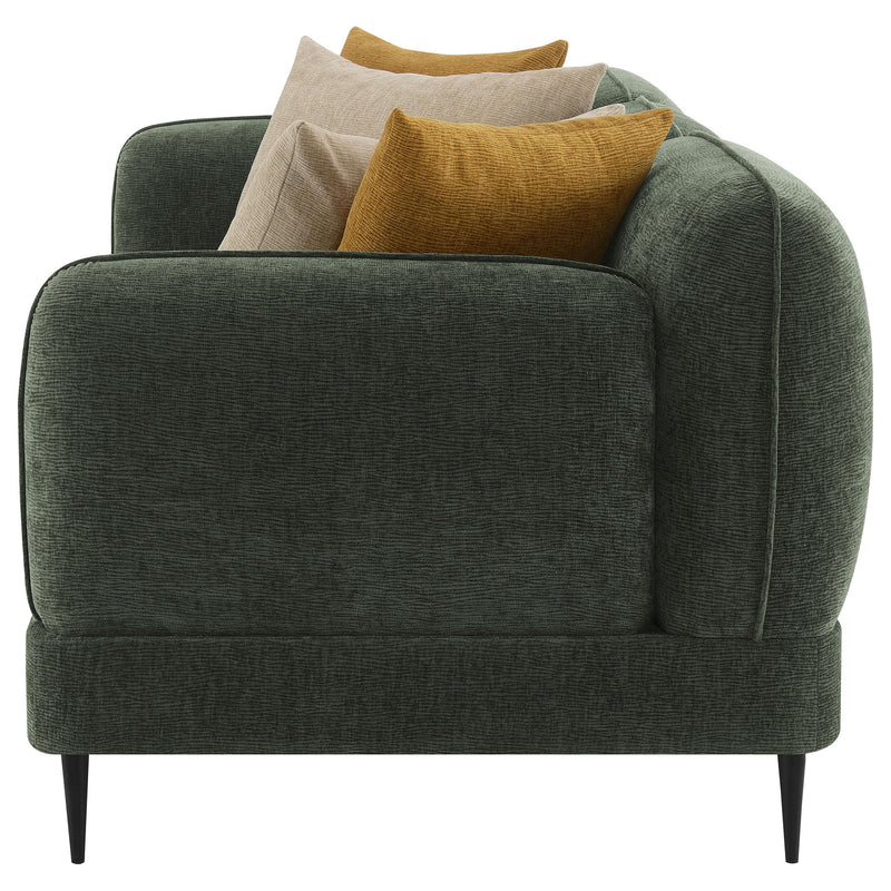  Coaster Furniture Jade 509131 Chenille Upholstered Modern Track Arm Sofa - Green IMAGE 4