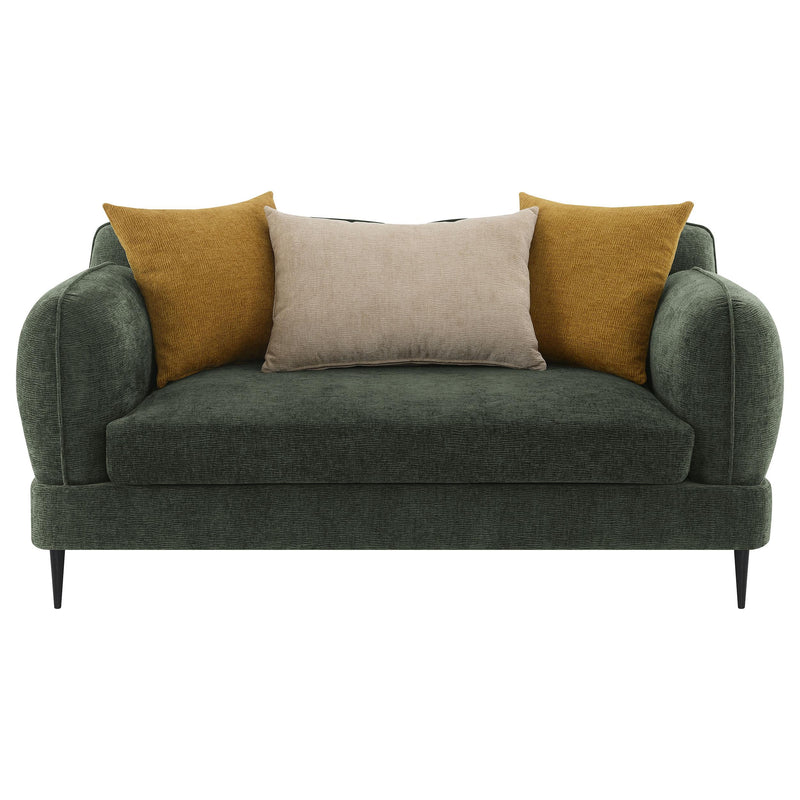  Coaster Furniture Jade 509132 Chenille Upholstered Modern Track Arm Loveseat - Green IMAGE 2