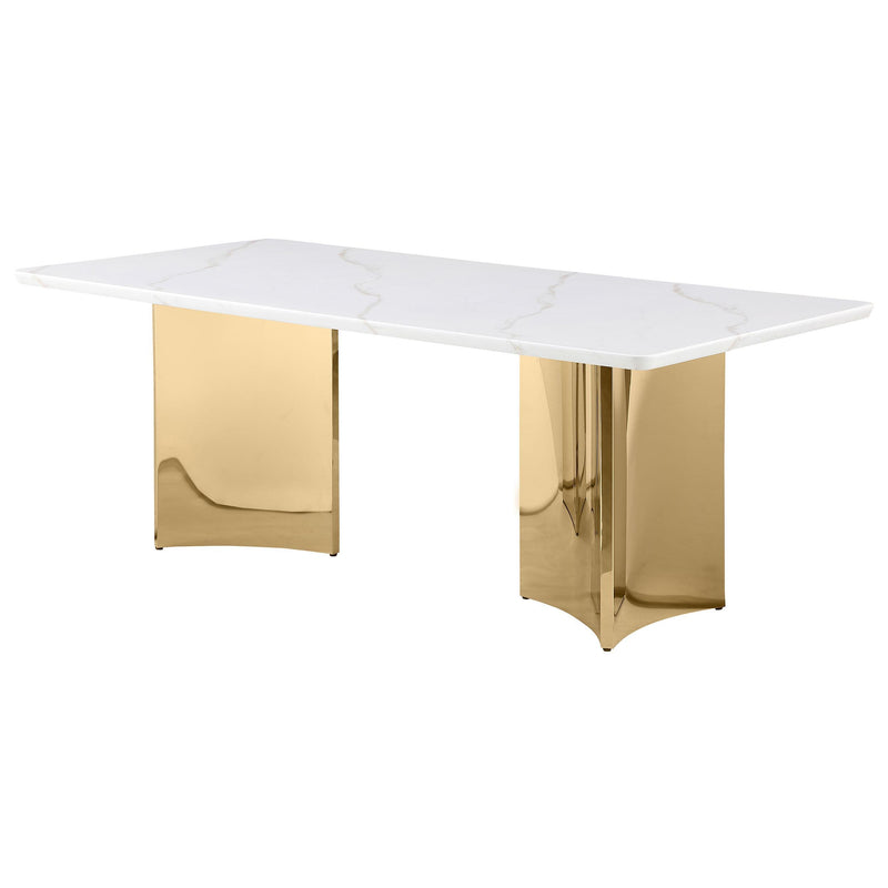 Coaster Furniture Tevlin 108261 Rectangular 79-inch Marble Top Dining Table - White IMAGE 4