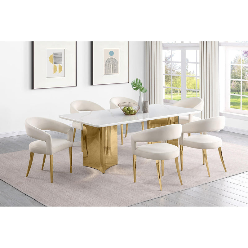 Coaster Furniture Tevlin 108261 Rectangular 79-inch Marble Top Dining Table - White IMAGE 7