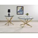  Coaster Furniture Brooke 707888-S2 2-piece Round Glass Top Coffee Table Set - Brass IMAGE 2