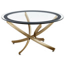  Coaster Furniture Brooke 707888-S2 2-piece Round Glass Top Coffee Table Set - Brass IMAGE 4