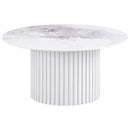  Coaster Furniture Rowena 708338 Round Sintered Stone Coffee Table - White Faux Marble IMAGE 1