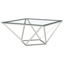 Coaster Furniture Brittania 709738 Square Glass Top Geometric Coffee Table - Nickel IMAGE 1