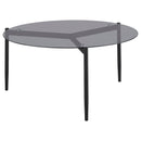  Coaster Furniture Rosalie 710168 Round Smoked Glass Top Coffee Table - Grey IMAGE 4