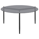 Coaster Furniture Rosalie 710168 Round Smoked Glass Top Coffee Table - Grey IMAGE 5