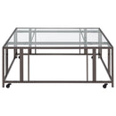 Coaster Furniture Adri 710178 Square Glass Top Coffee Table with Casters - Black Nickel IMAGE 3