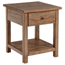  Coaster Furniture Payne 710547 1-Drawer Wood End Table with Shelf - Distressed Brown IMAGE 1
