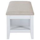  Coaster Furniture Bexhill 223476 Upholstered Rectangular Bench with Shelf - White IMAGE 4