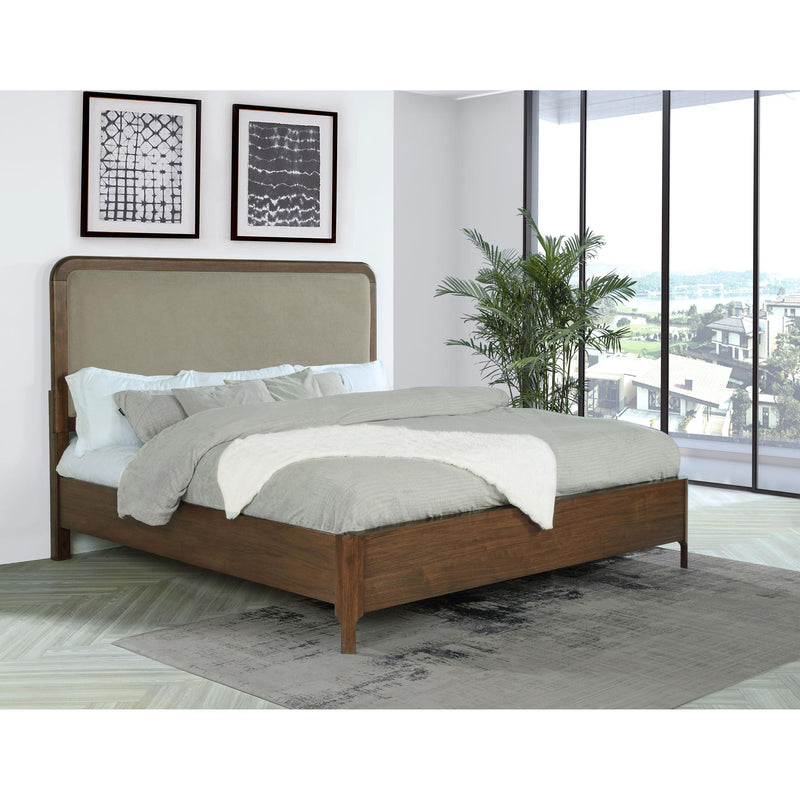  Coaster Furniture Maderia 223321KE 57-inch Upholstered Eastern King Panel Bed - Walnut IMAGE 2