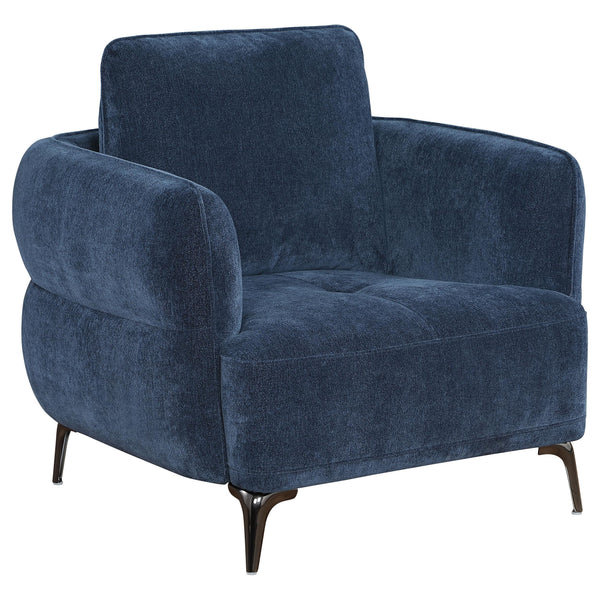 Coaster Furniture Lively 509043 Chenille Upholstered Modern Track Arm Chair - Blue IMAGE 1