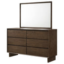 Coaster Furniture Glenwood 225013M 6-Drawer Dresser and Mirror - Warm Brown IMAGE 3