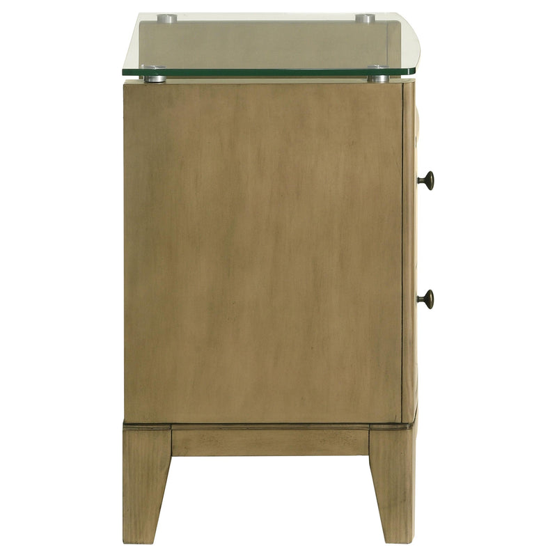 Coaster Furniture Granada 224922 2-Drawer Glass Top Nightstand - Natural Pine IMAGE 8