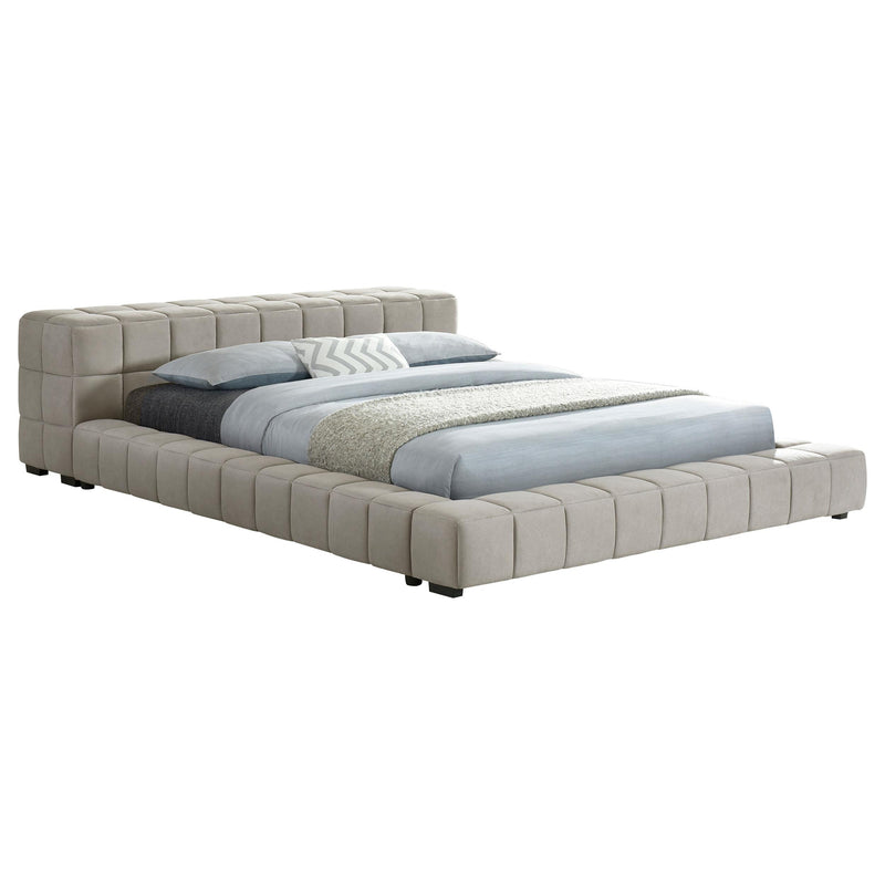 Coaster Furniture Trinity 306121KE Upholstered Eastern King Platform Bed - Light Taupe IMAGE 2