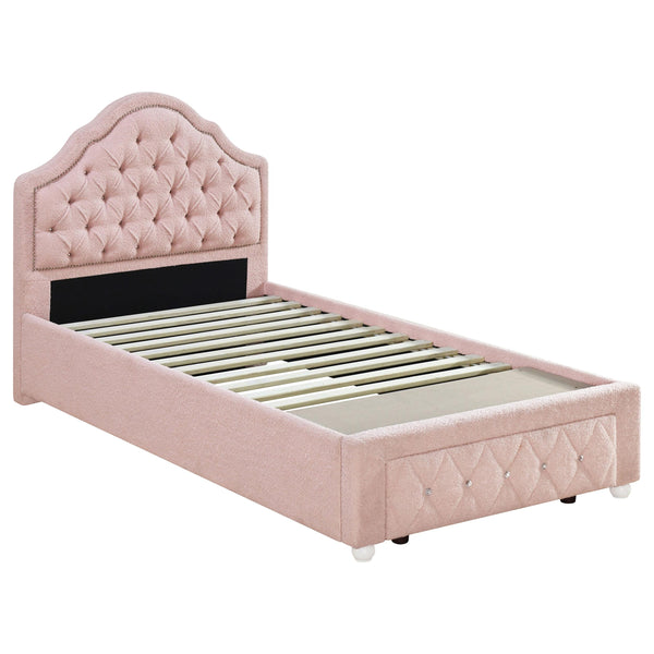 Coaster Furniture Ashleigh 460540T 44-inch Upholstered Twin Storage Platform Bed - Pink IMAGE 1