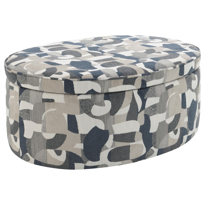 Coaster Furniture Tomkins 509674 Oval Upholstered Storage Ottoman - Indigo Blue IMAGE 1