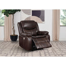  Coaster Furniture Sycamore 610193P Upholstered Power Recliner Chair - Dark Brown IMAGE 7