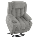  Coaster Furniture Houston 602284P Upholstered Power Lift Recliner - Grey IMAGE 3