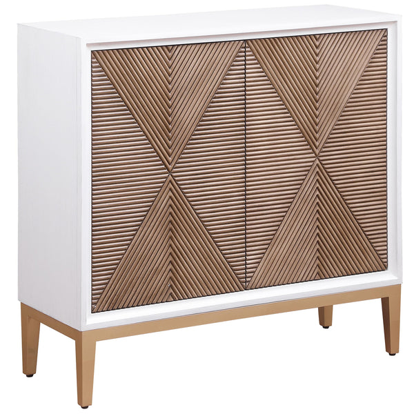 Coaster Furniture Gretchen 950408 2-door Wood Fluted Parquet Cabinet - White and Brown IMAGE 1