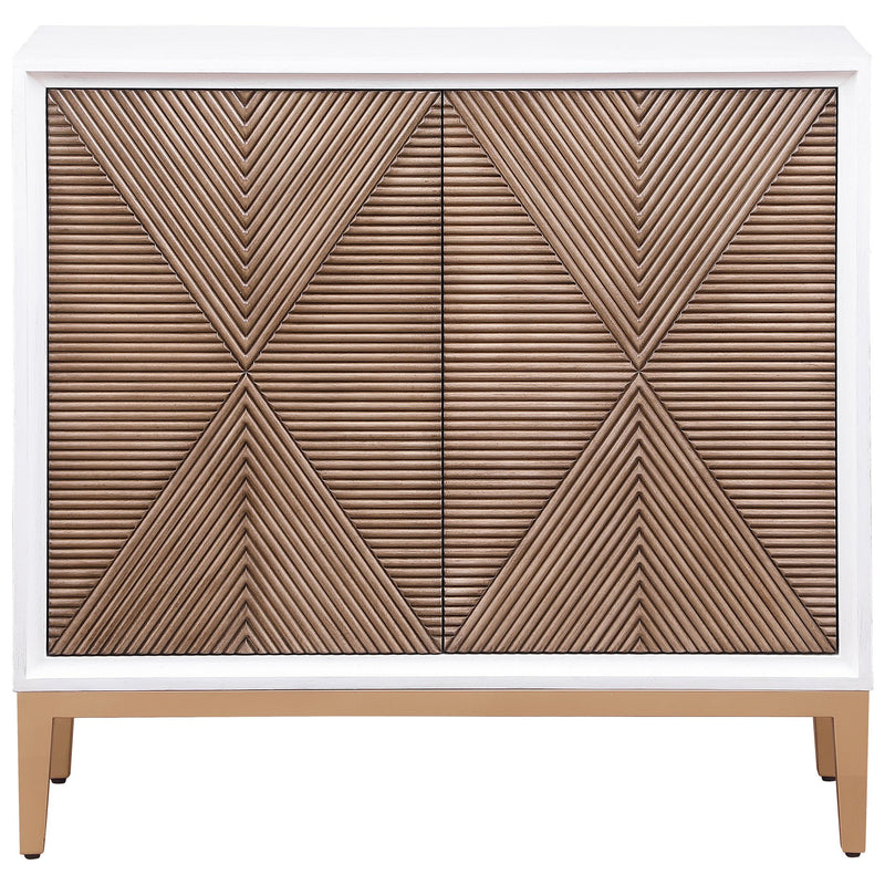 Coaster Furniture Gretchen 950408 2-door Wood Fluted Parquet Cabinet - White and Brown IMAGE 2