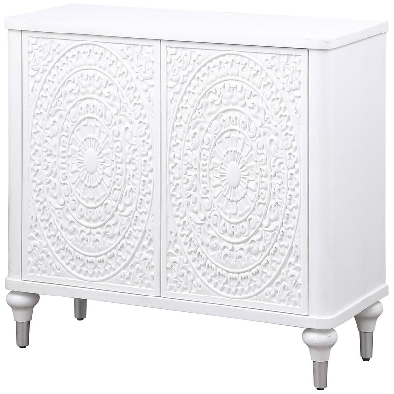 Coaster Furniture Cardella 950411 2-door Mandala Accent Cabinet - Distressed White IMAGE 4