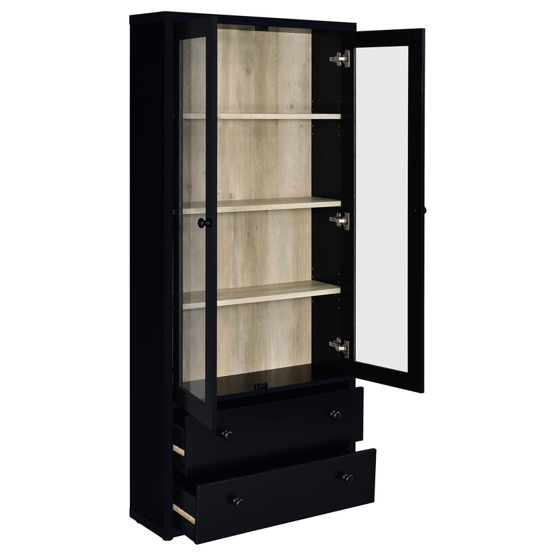 Coaster Furniture Hawthorne 953478 4-shelf Glass Door Cabinet with Drawers - Black IMAGE 2