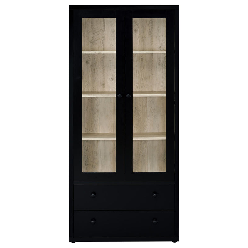Coaster Furniture Hawthorne 953478 4-shelf Glass Door Cabinet with Drawers - Black IMAGE 3
