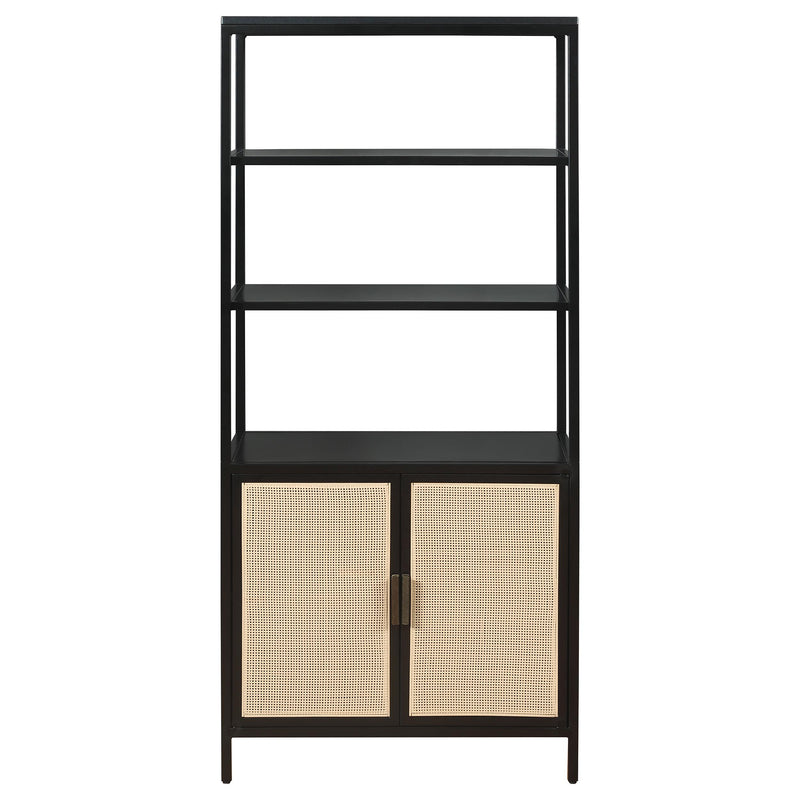 Coaster Furniture Amherst 961651 3-shelf Radio Weave Cane Metal Accent Cabinet - Black IMAGE 2