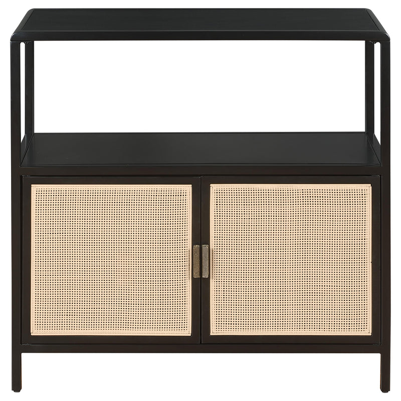 Coaster Furniture Amherst 961641 2-door Radio Weave Cane Metal Accent Cabinet - Black IMAGE 2