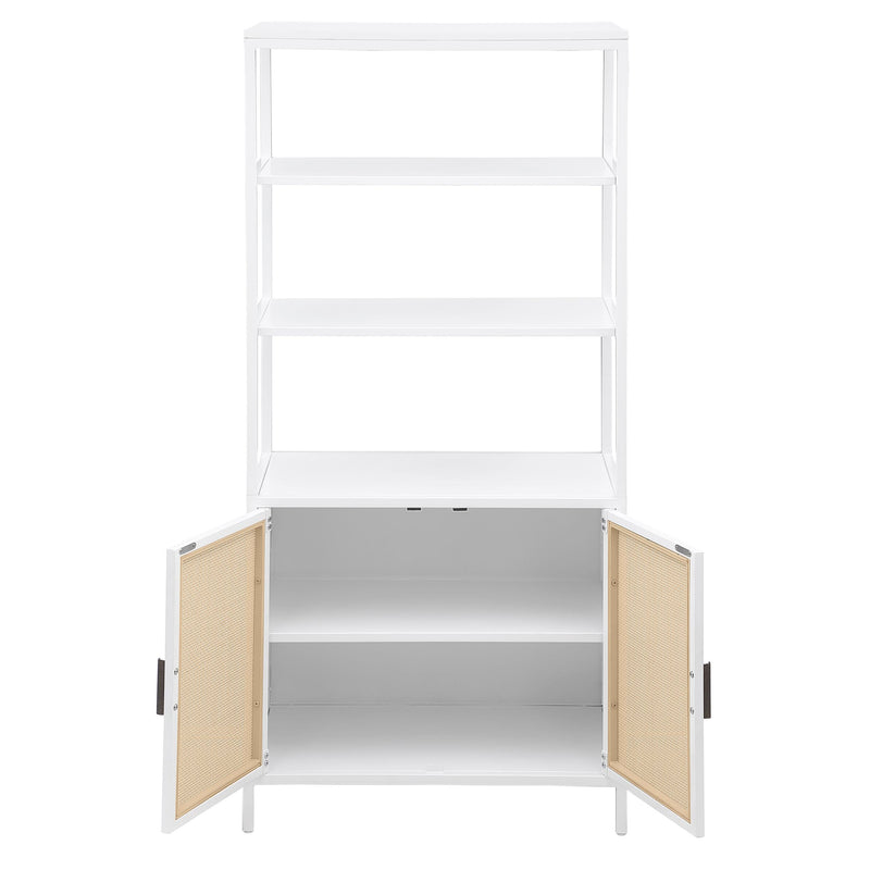 Coaster Furniture Amherst 961652 3-shelf Radio Weave Cane Metal Accent Cabinet - White IMAGE 3