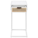 Coaster Furniture Amherst 931632 1-Drawer Radio Weave Cane Metal Side Table - White IMAGE 3