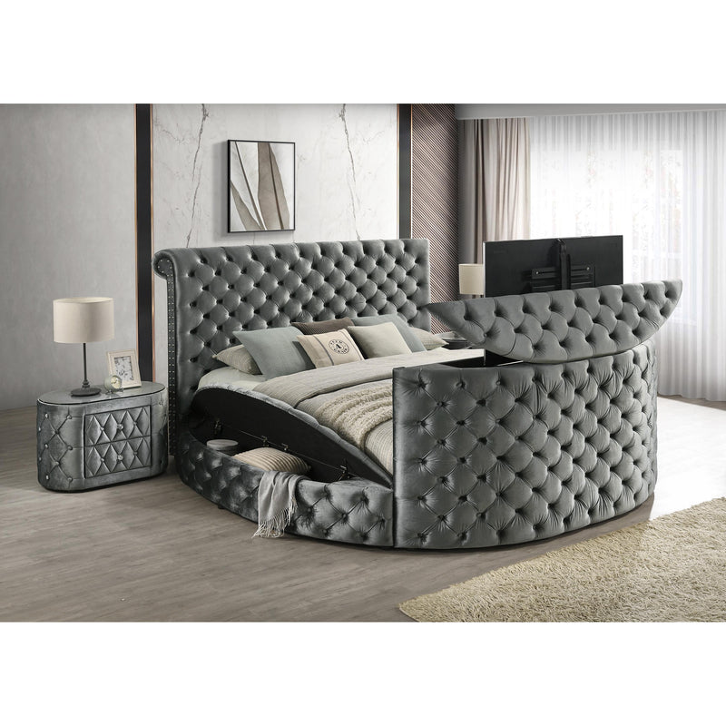  Crown Mark Voltare 5212GY-K King Bed with Fireplace & TV Lift - Grey IMAGE 5