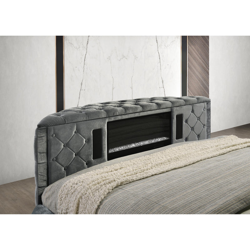  Crown Mark Voltare 5212GY-K King Bed with Fireplace & TV Lift - Grey IMAGE 6