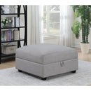  Coaster Furniture Cambria 551513 Square Upholstered Storage Ottoman - Grey IMAGE 2